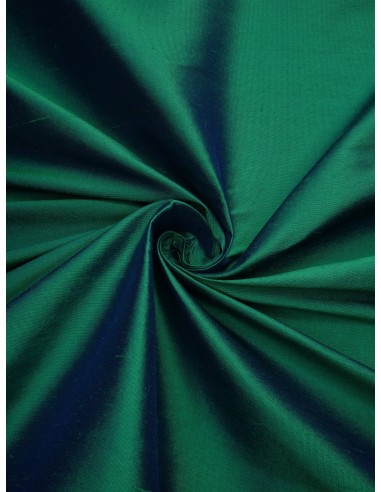 Tissu soie sauvage - Vert et bleu