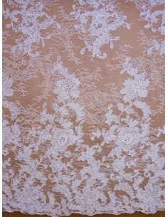 Tissu dentelle rebrodée -...