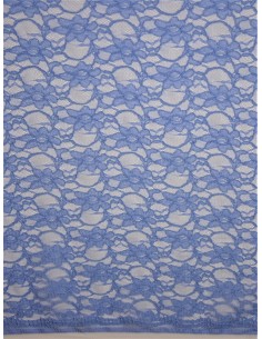 Tissu dentelle rebrodée - Bleu