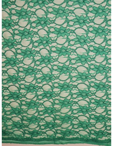 Tissu dentelle rebrodée - Vert