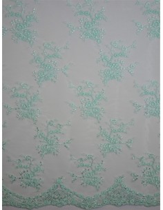 Tissu dentelle rebrodée -...