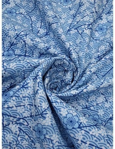 Tissu coton imprimé motif japonais -...