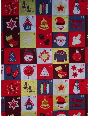 Tissu coton imprimé motif Noël - Fond...