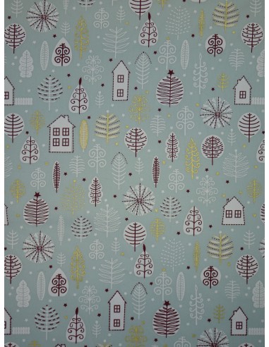 Tissu coton imprimé motif Noël - Fond...