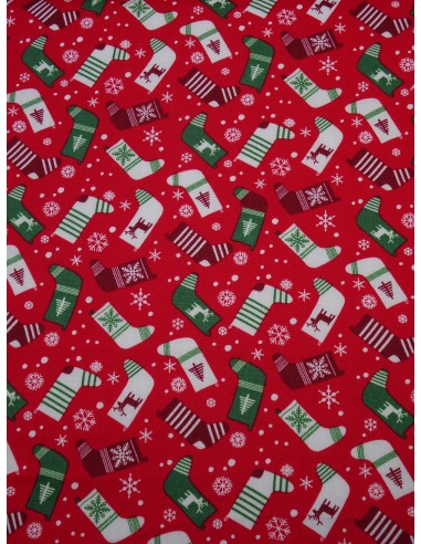 Tissu coton imprimé motif Noël - Fond...