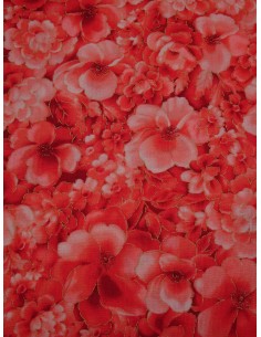 Coton imprimé motif fleur -...