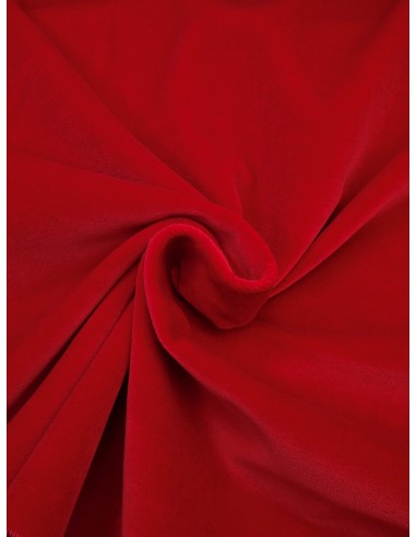 Tissu Velours lisse - Rouge vif