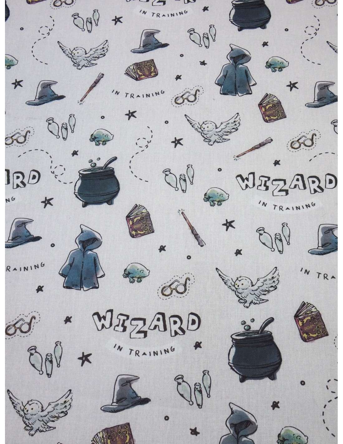 Tissu coton imprimé motif Harry Potter - Fond blanc