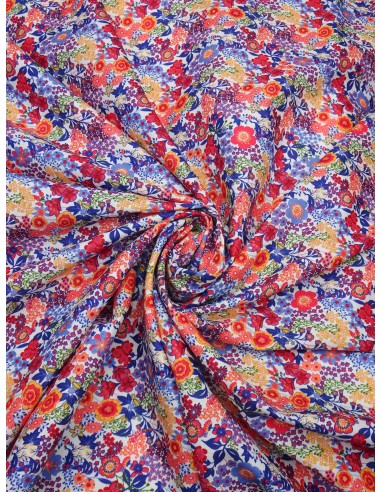 Tissu coton imprimé motif fleurs -...