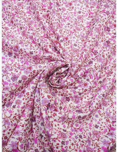 Tissu coton imprimé motif fleurs - Rose