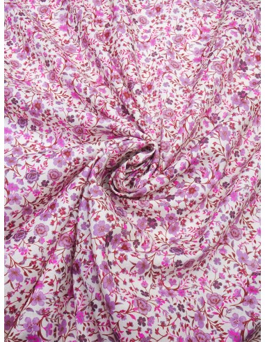 Tissu coton imprimé motif fleurs - Rose