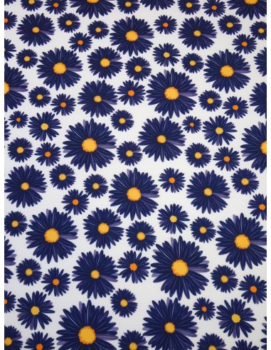 Tissu damassé motif fleurs - Bleu