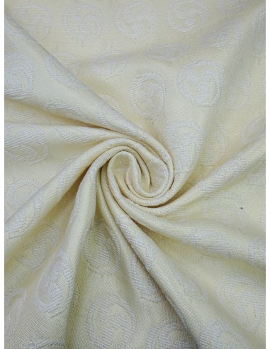 Tissu damassé motif fantaisie - Blanc...