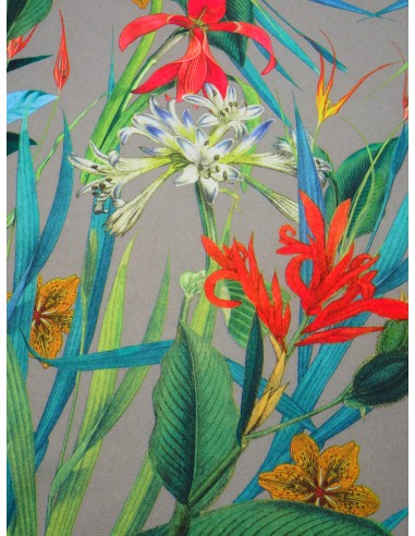 Tissu polyester imprimé motif fleurs...
