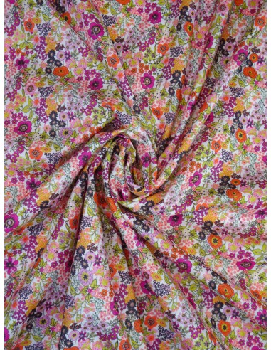 Tissu coton imprimé motif fleurs -...