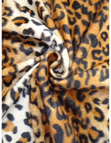 Tissu polyester imprimé motif léopard...