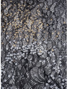 Tissu dentelle à sequins-...