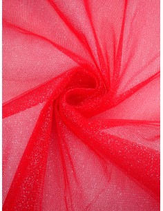 Tissu tulle pailleté - Rouge