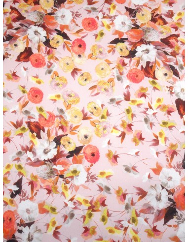 Tissu polyester imprimé - Fond rose