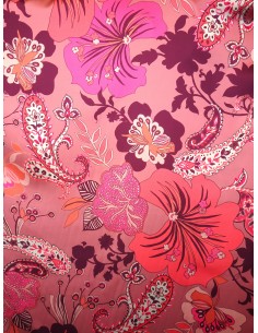 Tissu polyester imprimé - Rose