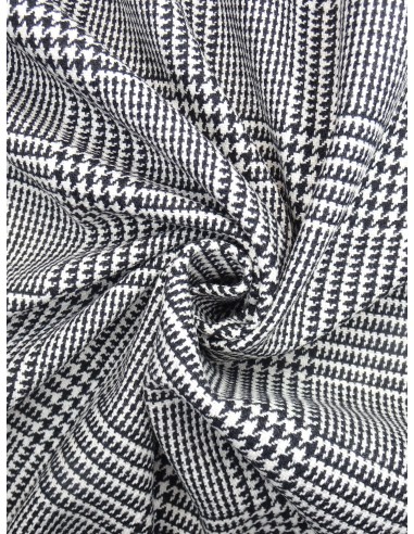 Tissu Lainage France - Motif Prince De Galles Texturé, Laine/polyester, 160cm De Large