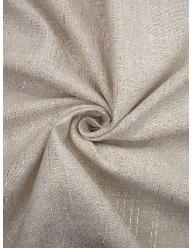 Tissu Lin Lurex - motif rayé Or et...