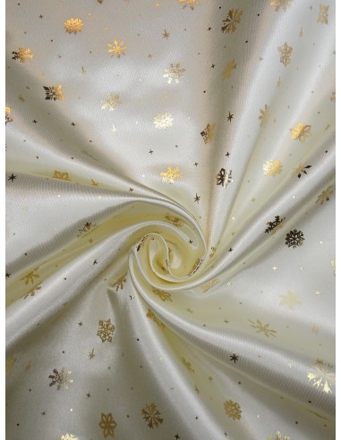 Tissu Satin - Blanc cassé motif...
