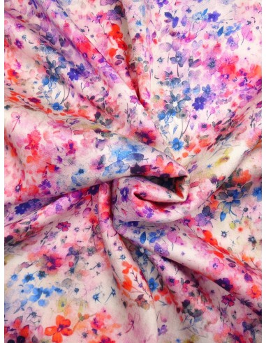 Tissu viscose imprimé motif fleurs