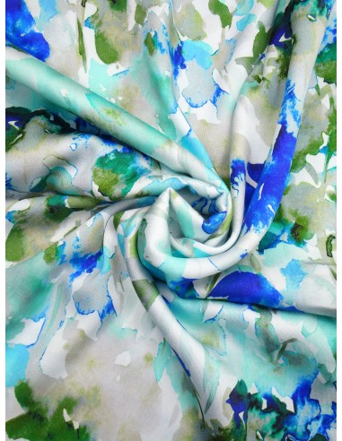 Tissu viscose imprimé - Turquoise