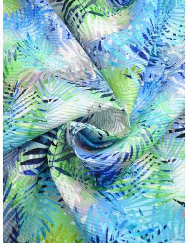 Tissu viscose imprimé motif feuille -...