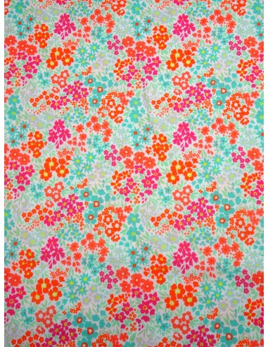 Tissu coton imprimé motif fleurs -...