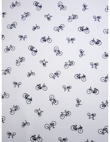 Tissu coton imprimé motif vélo - Fond...