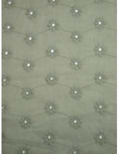 Tissu broderie anglaise - Kaki