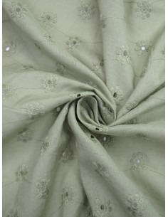 Tissu broderie anglaise - Kaki 2