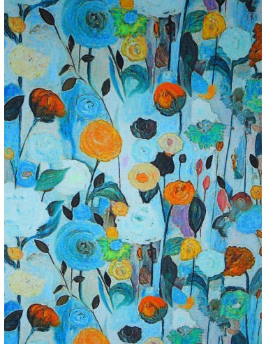 Tissu coton imprimé motif fleurs -...