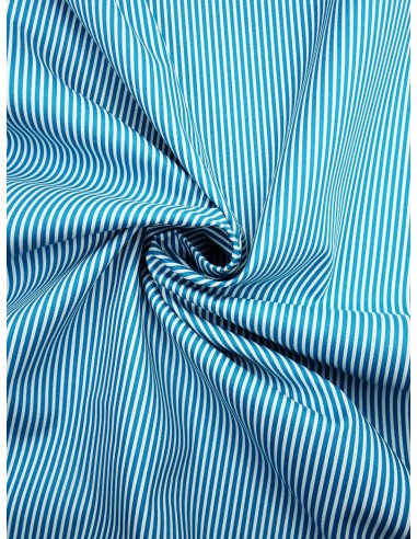 Tissu coton fines rayures - Canard