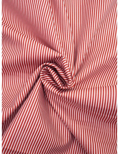 Tissu coton fines rayures - Terra cota