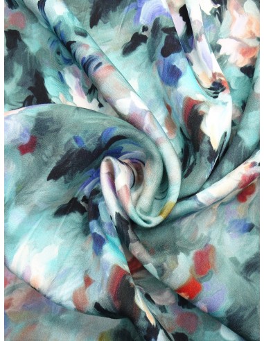 Tissu viscose imprimé motif fleurs -...