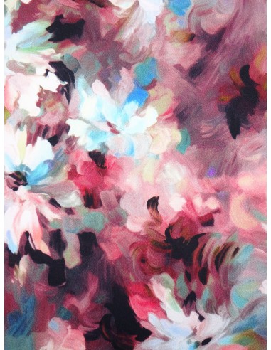 Tissu viscose imprimé motif fleurs -...