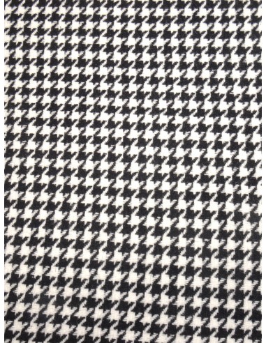 Tissu Lainage pied de poule - Noir/Blanc
